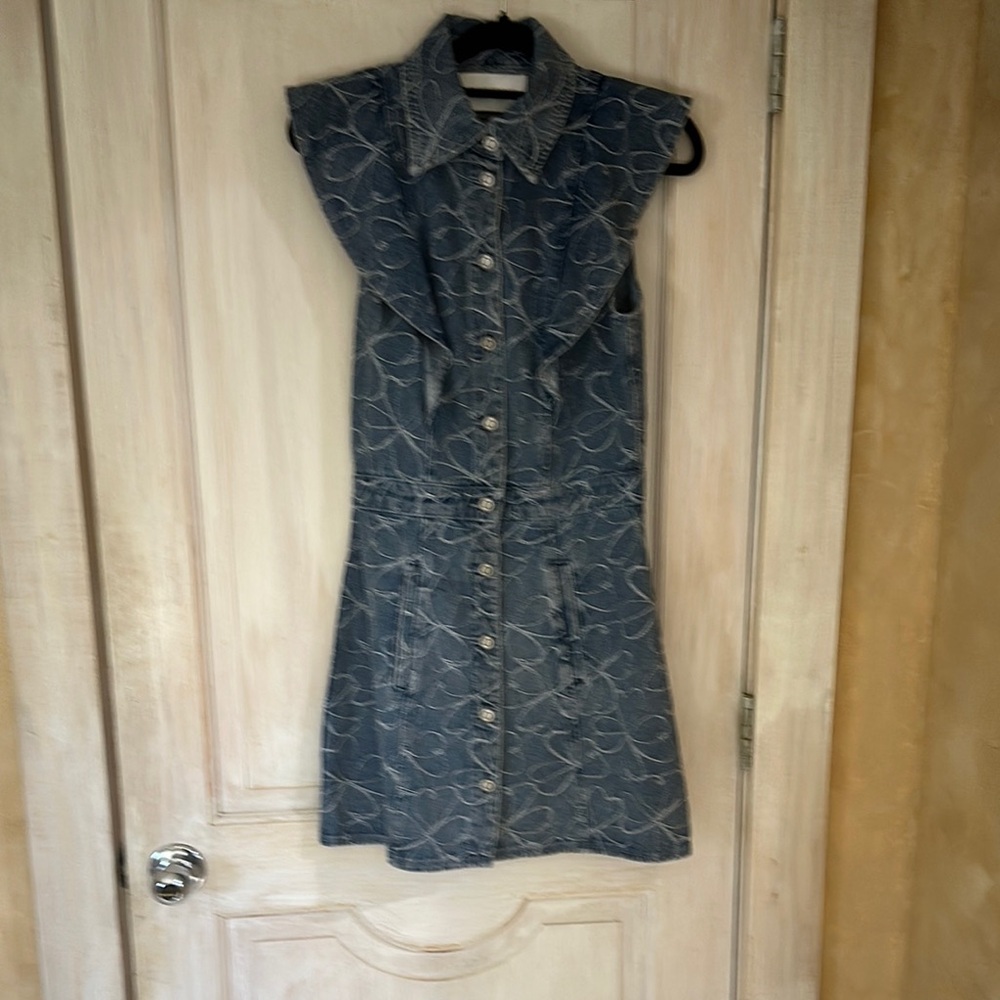 Ramey Brook Marlowe Denim Dress with Floral Embroidery Pattern size 8